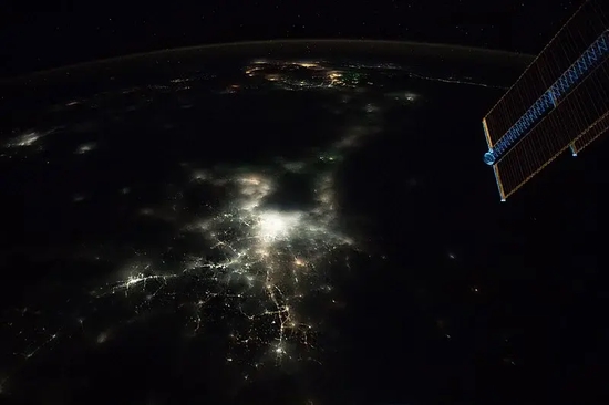 Night view of Earth taken from the International Space Station.